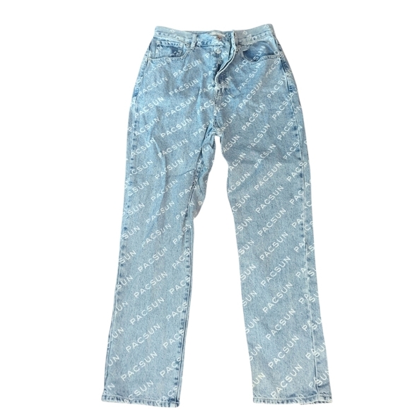 PacSun Eco friendly denim Logo Cool Cali Girl High RiseDad jeans button fly W29 - Picture 7 of 11
